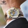 Oupinke top brand luxury men automatic mechanical watch skeleton tungsten steel waterproof self-wind sapphire glass wristwatch