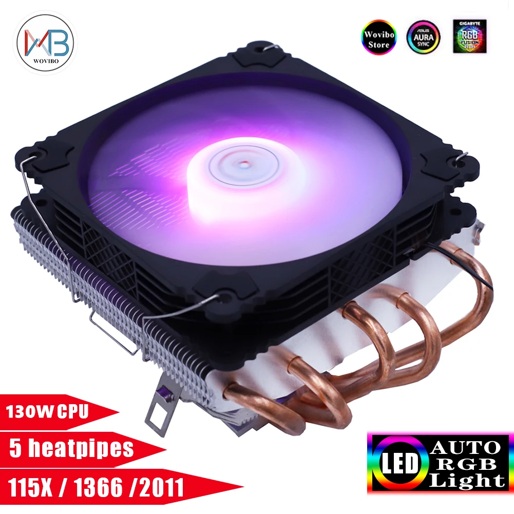 5 тепловых труб кулер для процессора вентилятор охлаждения радиатора RGB 4Pin ШИМ