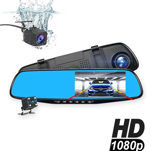 Full HD 1080P Автомобильный видеорегистратор Камера авто 4,3 дюймов зеркало заднего вида цифровой видеорегистратор двойной объектив регистратор видеокамера