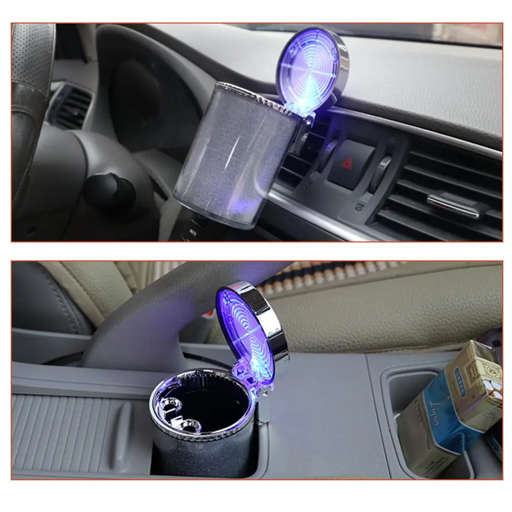 

Car Cigarette Ashtray for Cup Holder Car Air Vent Cigarette Ashtray with LED Light Color Changing and Cover for Cars