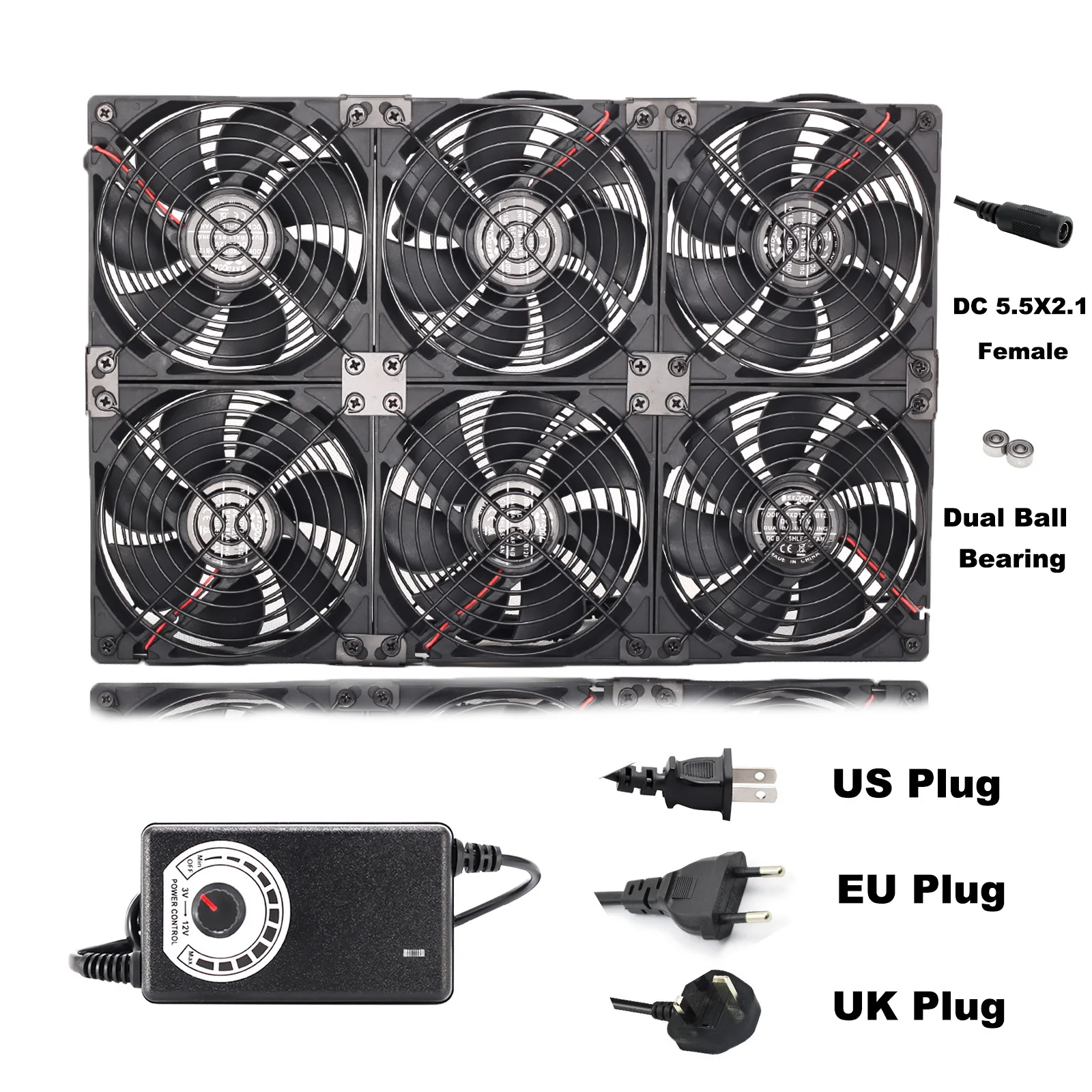 Btc Ltc Mineração Gabinete Workstation Máquina Placa Gráfica Rack Cooler Ventilador de Refrigeração Alta Velocidade Grande Fluxo de ar 110v 220v 120 mm 12 Centímetros