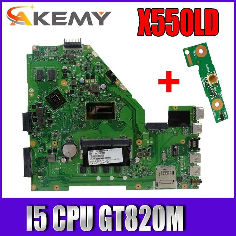Akemy X550LD материнская плата для ноутбука For Asus X550LC X550LN X550L тестовая I5 CPU