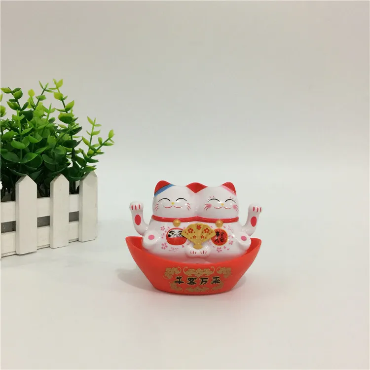 Украшение с животными «Good Luck близнецов Lucky Cat солнечной ручка мяу вращающийся кукла салона автомобиля принадлежности подарок