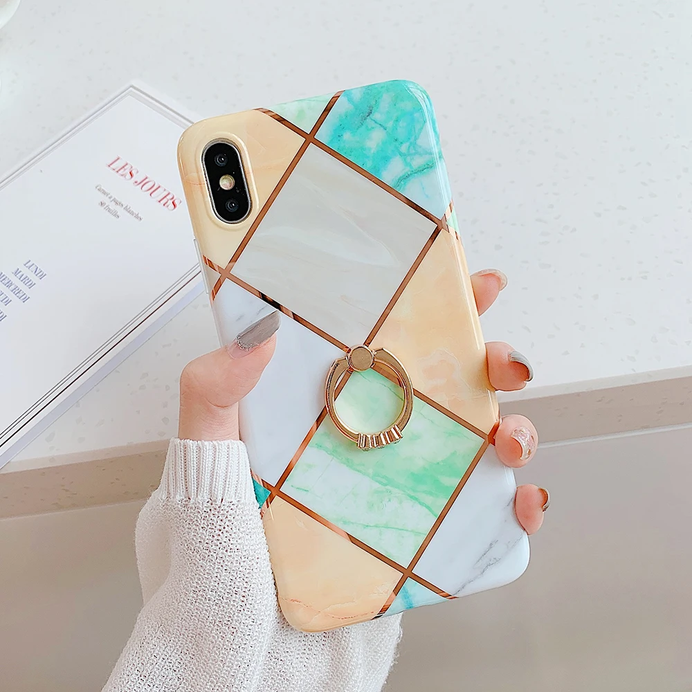 p Чехлы LOVECOM для телефонов huawei P30 P20 Pro mate 30 20 Lite геометрический мрамор с кольцом на палец гальванический мягкий IMD задний Чехол - Цвет: p
