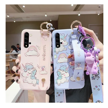 

For Nova 5 pro /nova4 unicorn case nova4e cute cartoon cover for huawei nova5 5I soft shell girl gifts with hand waist +strap