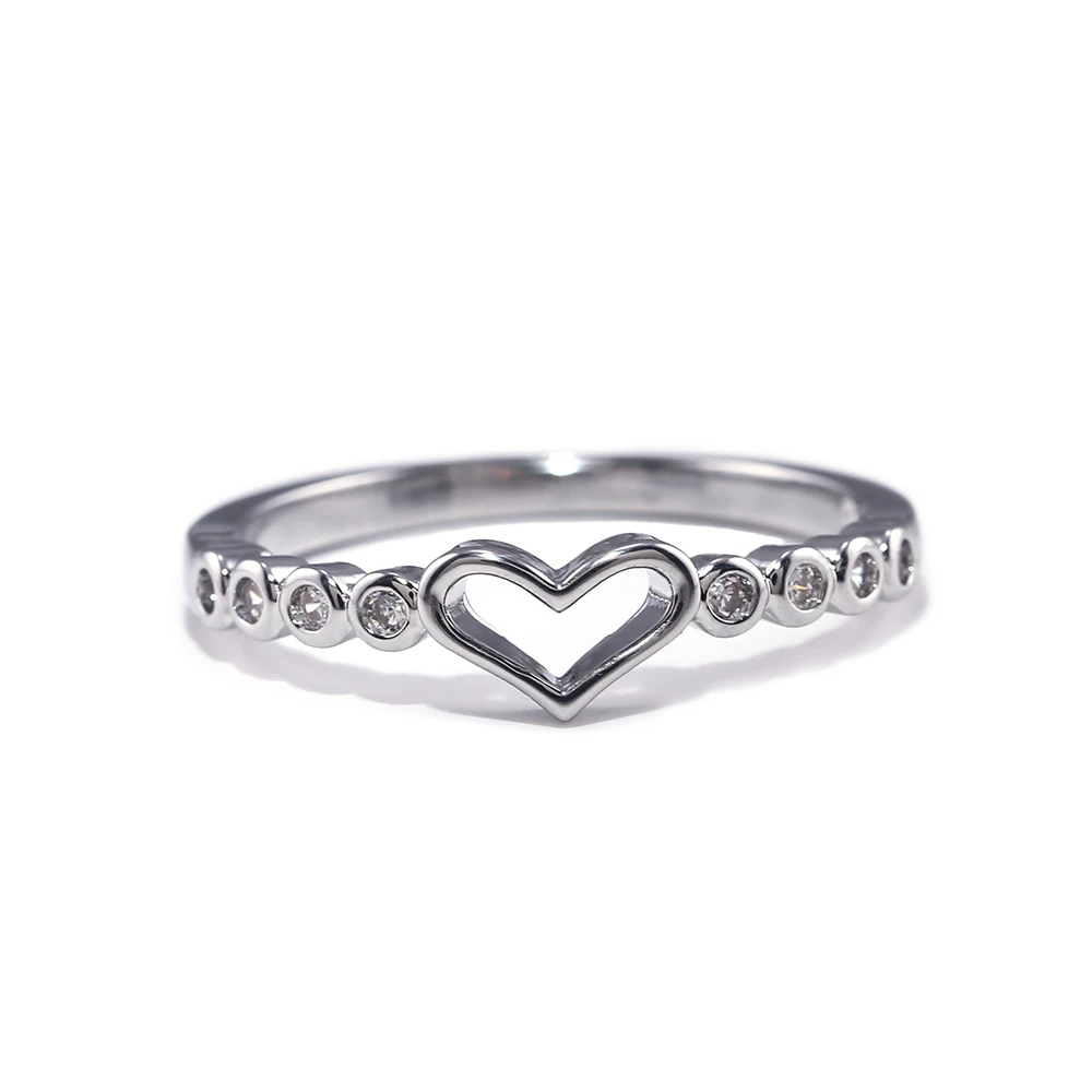 Simple Design Deep Love Heart-Shaped s925 Sterling Silver Lovers Couple  Rings - Couple Rings