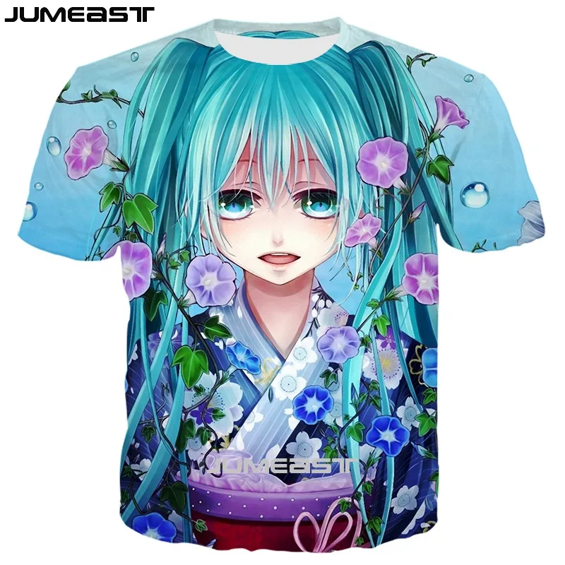 Бренд Jumeast, Мужская/женская футболка с 3D принтом, Аниме Vocaloid Hatsune Miku, короткий рукав, новинка, футболка, спортивный пуловер, летние топы, футболки - Цвет: 05