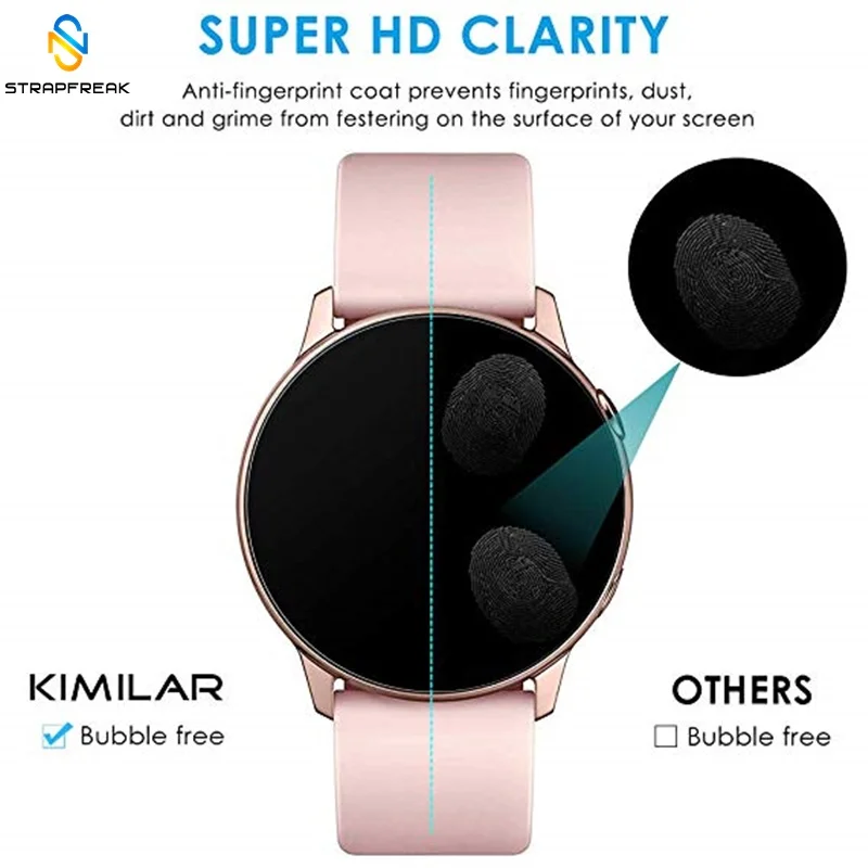 2 шт Защитная пленка для samsung Galaxy Watch Active мягкая ультратонкая 3D Защитная пленка с закругленными краями+ Чистящие наборы