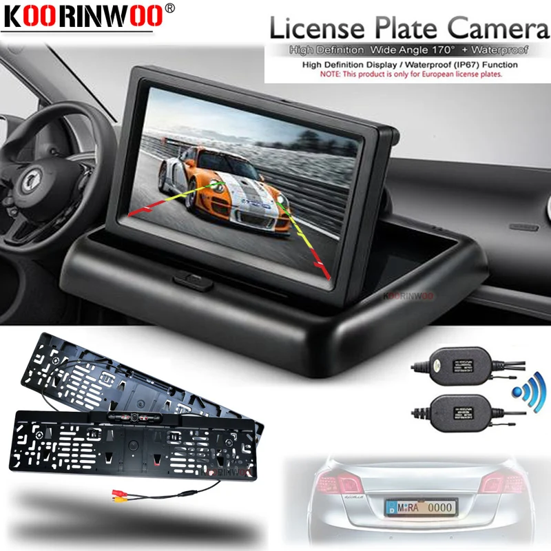 Беспроводная автомобильная камера Koorinwoo 2 4G + AHD 4 3 Складной автомобильный монитор