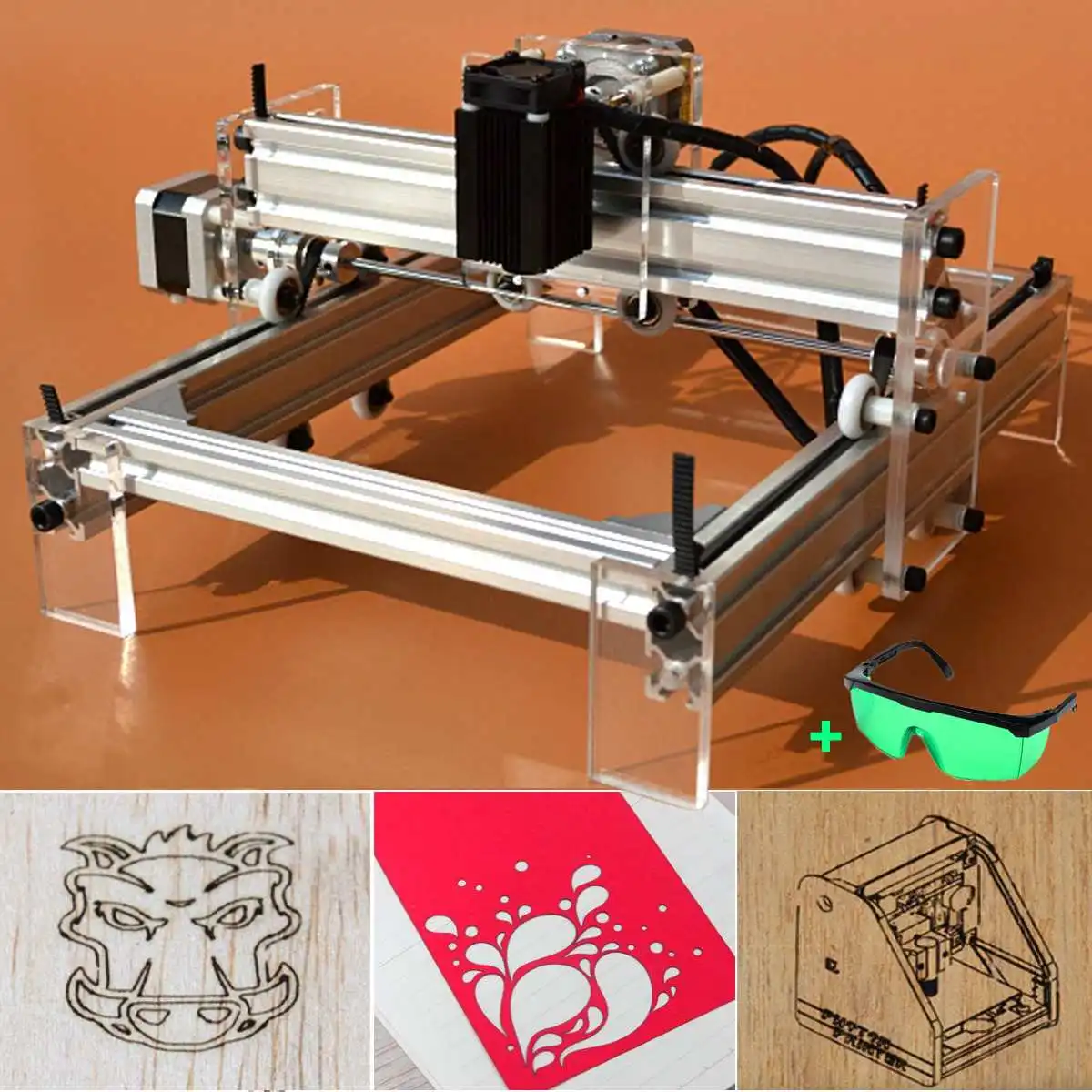 

20X17cm Mini DIY Desktop 500mW Blue Laser Engraving Engraver Machine CNC Wood Router/Printer/Cutter/ Adjust + Laser Goggles