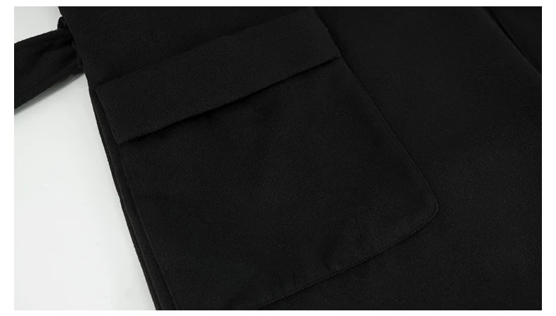 S~ 3XL Женское зимнее шерстяное пальто X-long с длинными рукавами и поясом, однотонное черное флисовое пальто большого размера, Повседневная Верхняя одежда A4157