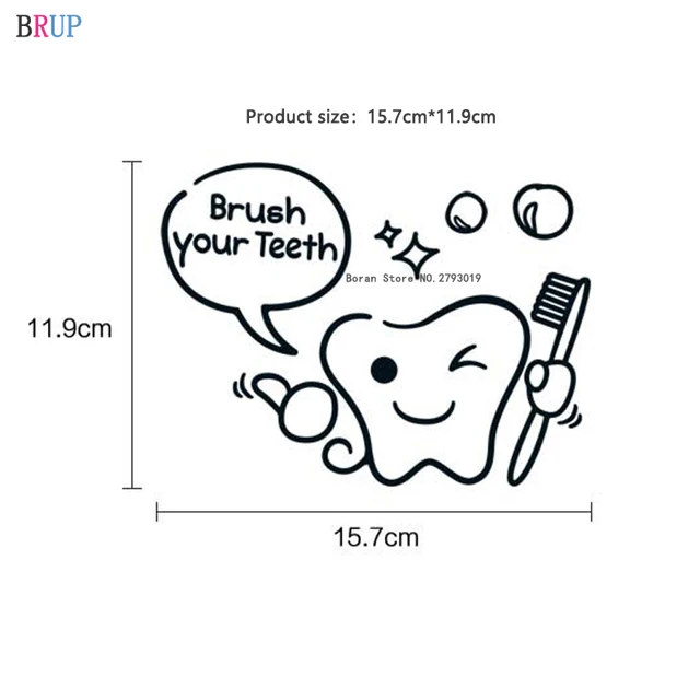 Divat Fürdőszoba Matrica Fogmosás Fogak Otthoni Dekoráció Art Pvc Diy Vinil Falmatricák Kreatív Ház - Image 3