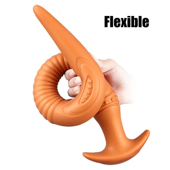 Liquid Silicone Super Long Anal Plug Dildos Stimulate Anus and Vagina Soft Anal Dilator Butt Plug Sex Toys for Women and Men 4