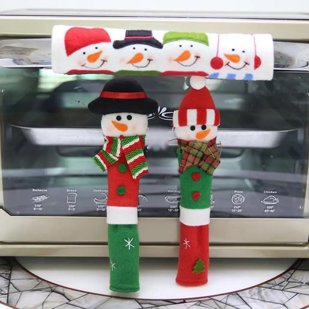 Christmas microwave oven insulated gloves refrigerator door handle handle anti-static anti-collision cloth protective cover