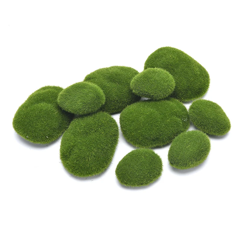 20Pcs 3 Size Artificial Moss Stone Rock Green Moss Covered DIY Home Garden Decoration New