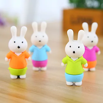 

20 pcs Creative cartoon stereo animal rabbit rubber student stationery wholesale novelty erasers stationery for school