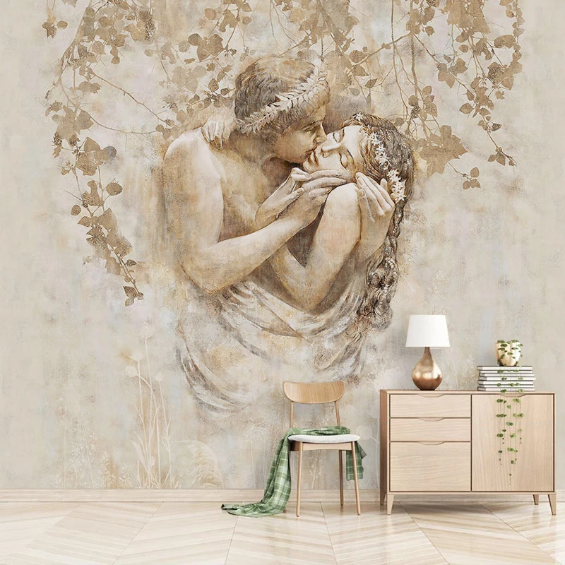 Other DIY & Tools 3D Wallpaper Romantic Couple Kissing Pattern Mural