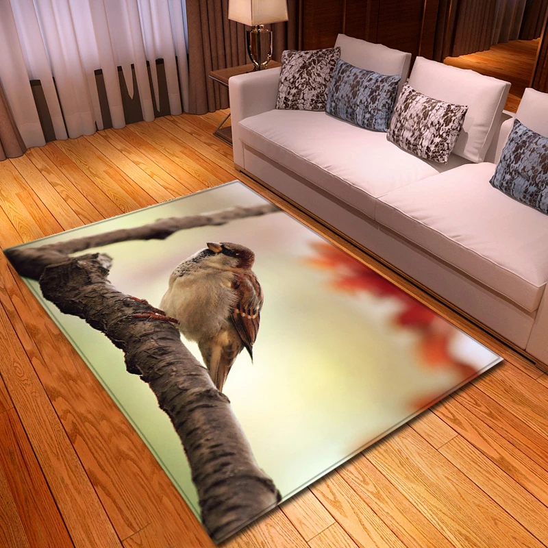 

Nordic Carpets Soft Flannel 3D Printed Bird Area Rugs Parlor Mat Rugs Anti-slip Large Rug Carpet for Living Room Decor
