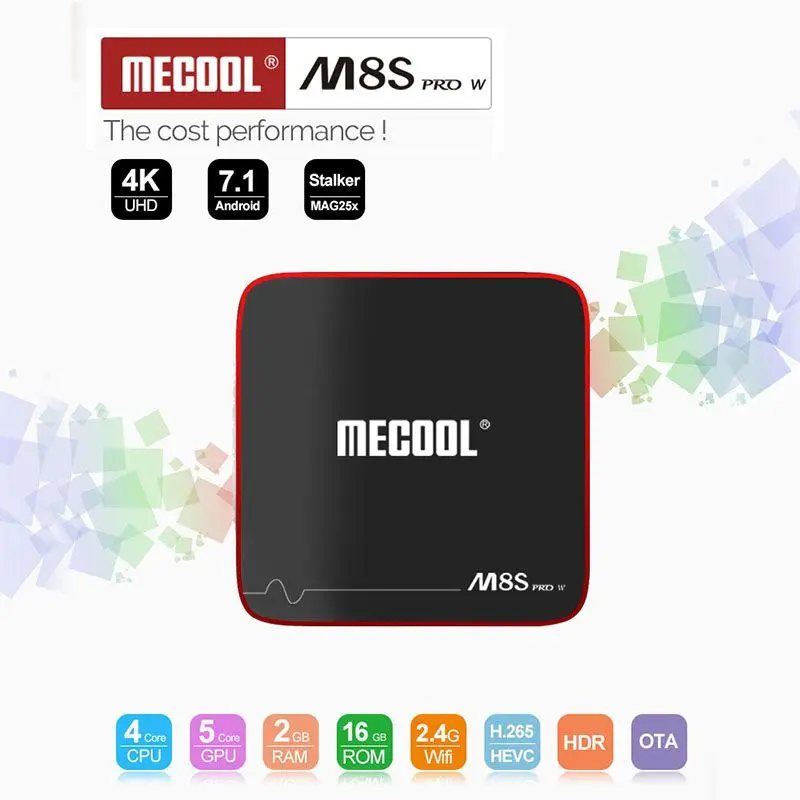 ABKT-MECOOL M8S PRO W Android 7,1 ТВ приставка Amlogic S905W 64 бит четырехъядерный 2 ГБ DDR3 16 Гб 2,4 WiFi 4K UHD& LAN tv CEDNETER 17,3 OTA