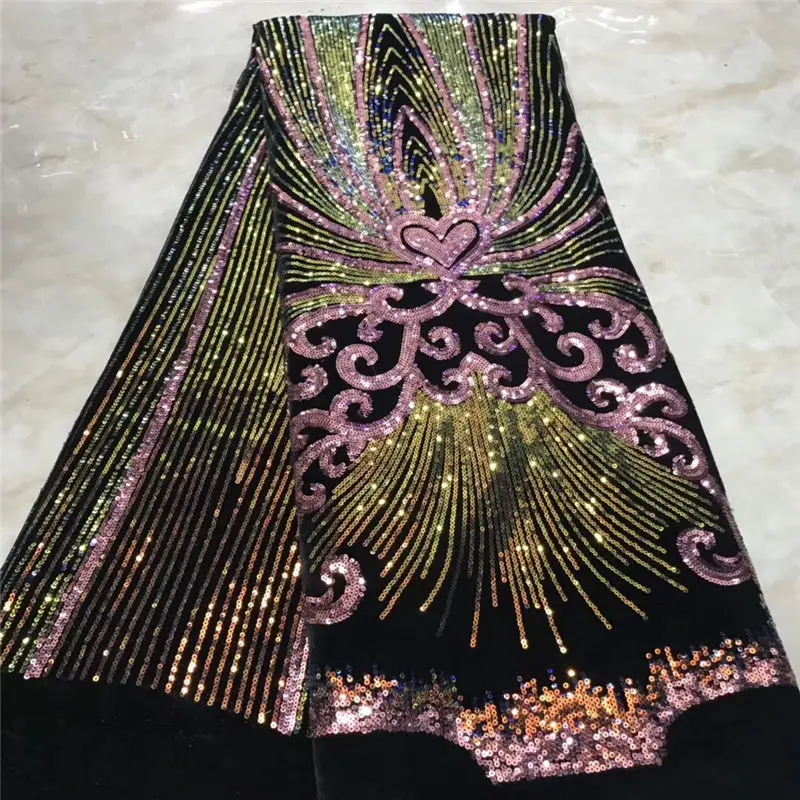 Бархатная кружевная ткань для платьев новейшая вышивка нигерийские французские кружевные ткани с блестками Высокое качество африканская кружевная ткань - Цвет: 2