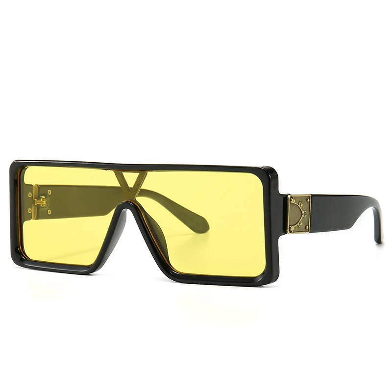 Модные квадратные солнцезащитные очки для женщин мужские роскошные дизайнерские солнцезащитные очки с плоским верхом стиль UV400 черные розовые оттенки - Цвет линз: C3 BlackGold Yellow