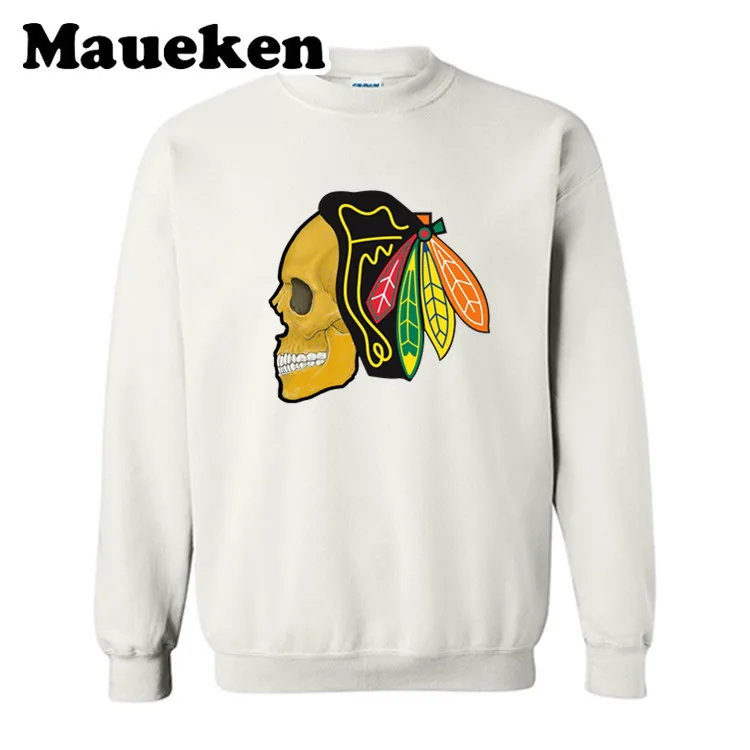 Мужские толстовки с черепом Chicago Blackhawks, толстовки с капюшоном, Толстый круглый воротник для поклонников, подарок на осень и зиму, W19101102 - Цвет: 13