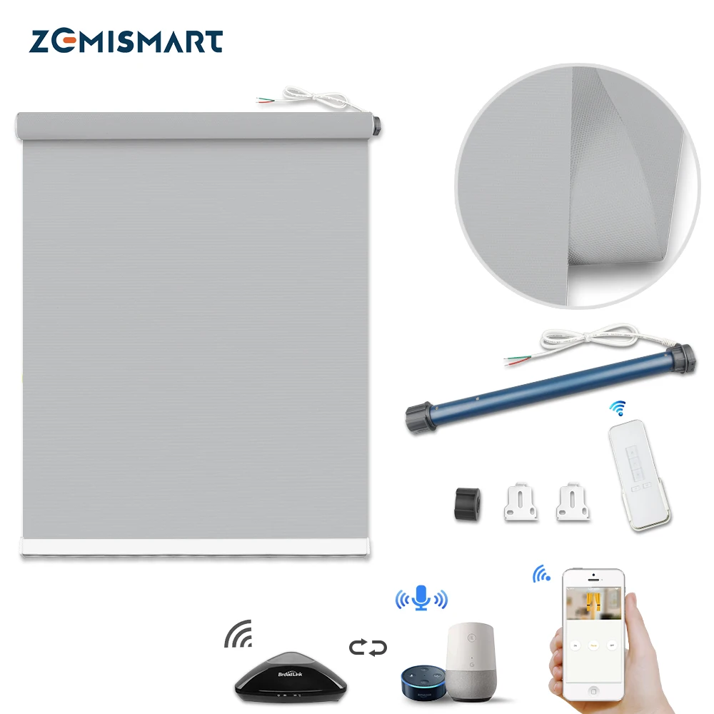 Zemismart Smart рольставни трубчатый мотор с полным плотные Шторы РЧ пульт дистанционного управления Управление Broadlink Управление 5% полупрозрачность