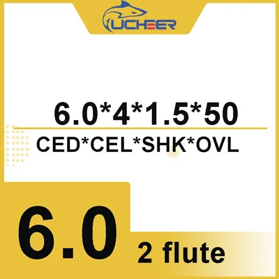 d6-4-D1.5-50 UCHEER 1 шт. HRC45 2 каннелюра с 3/4/6 мм режущий станок с ЧПУ Инструменты сплав твердосплавные фрезерные пластины Вольфрам Сталь цилиндрическая фреза с твёрдосплавной пластиной машина вырезания гребней и пазов - Длина режущей кромки: d6-4-D1.5-50