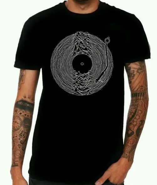 Фото Kuakuayu HJN винтажная Мода 80-х Post панк группа Joy Division Unknown pleasures унисекс футболка Повседневная Черная футболка №4