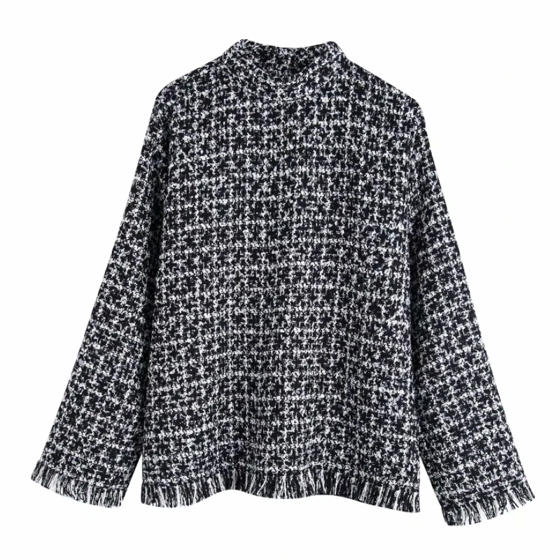 Женская винтажная клетчатая повседневная шерстяная блузка с узором гусиные