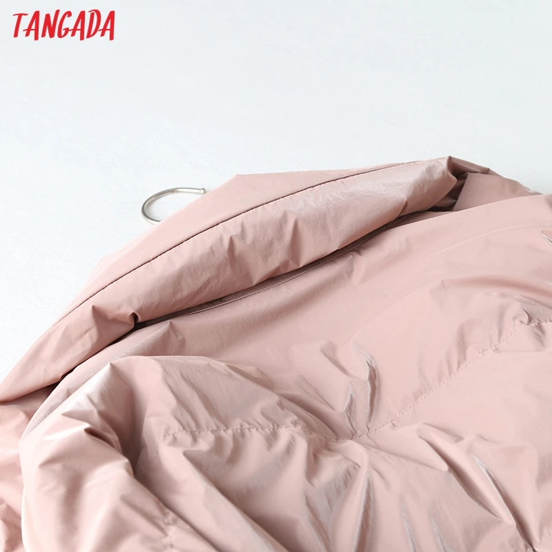 Tangada, женские розовые длинные парки больших размеров, толстые, с длинным рукавом, на молнии, с карманами, женское теплое корейское зимнее пальто, модное 2E01