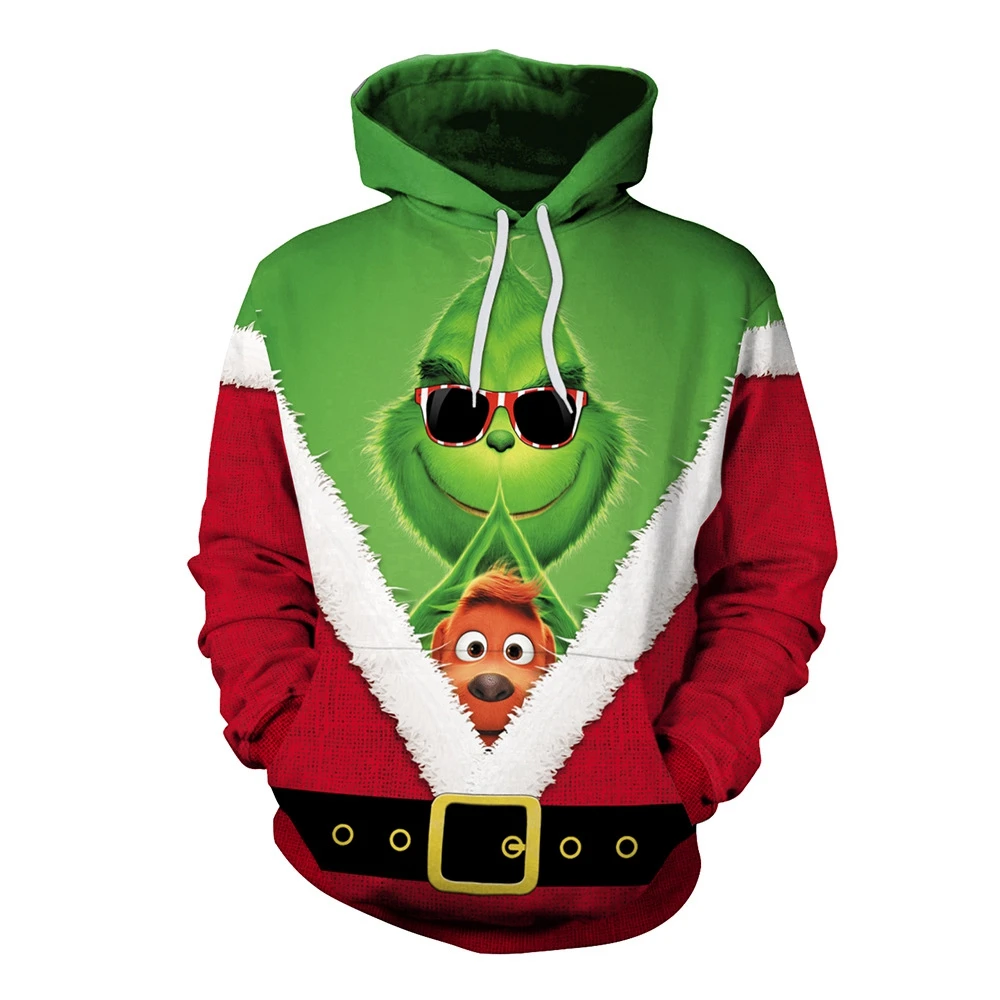 3D Толстовка Grinch, Рождественские толстовки, мультяшная забавная зеленая Толстовка «монстры», пуловер с капюшоном, куртка на молнии для мужчин и женщин, хип-хоп, уличная одежда
