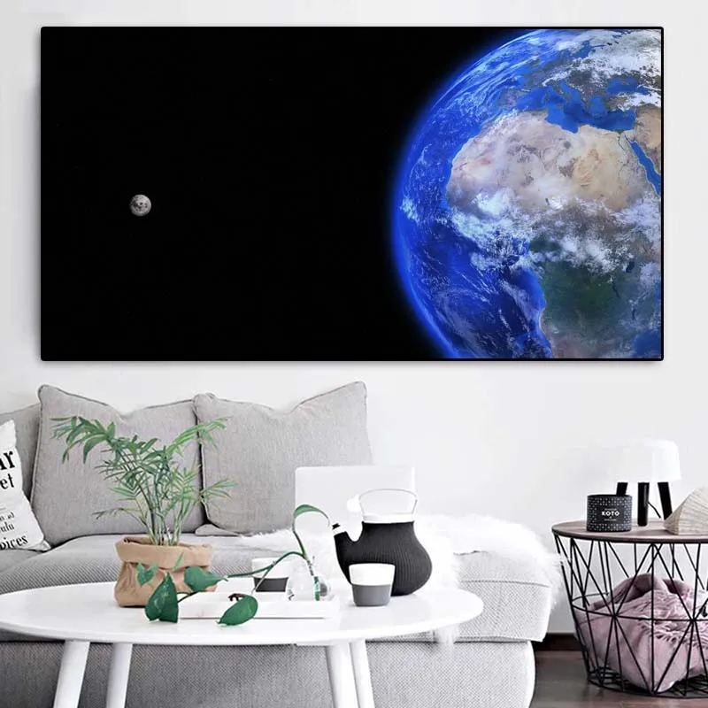 

RELIABLI Canvas Painting Still Life Earth and Moon Posters and Prints Wall Art Wall Pictures for Bedroom Cuadros Home Decoration
