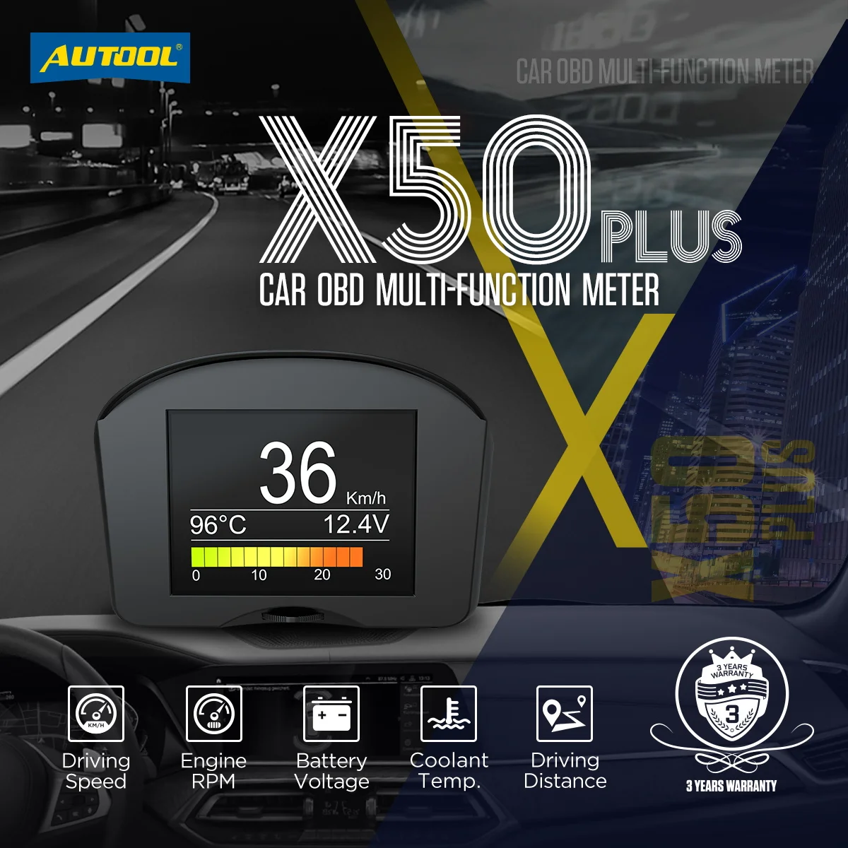 car battery charger AUTOOL X50 Plus OBD2 On-board Computer Car OBD2 Head-up Display HUD OBD Car Digital Computer Trip Display Speed Fuel Consumption automotive battery charger