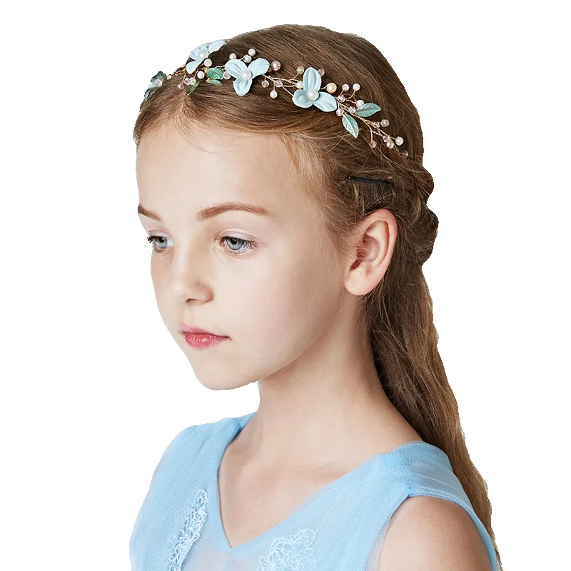 Beautiful and Elegant Noble Blue Flower Princess Series Children's Jewelry Hair Accessories Headdress