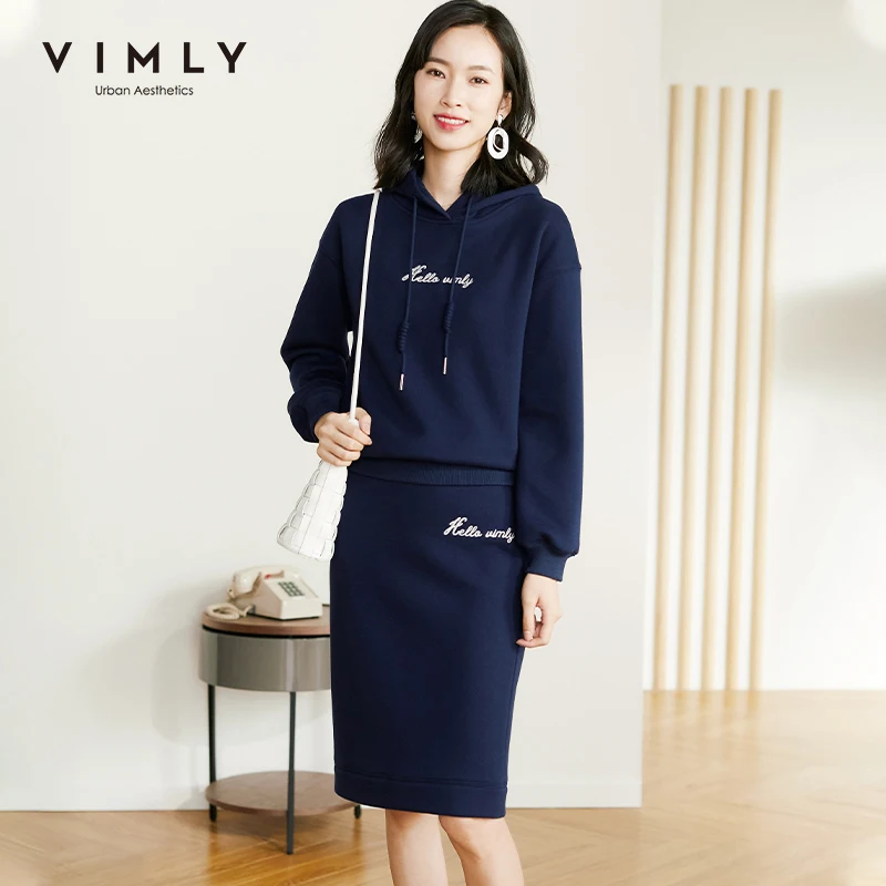 Костюм двойка Vimly женский зимний Модный утепленный свитшот с капюшоном и