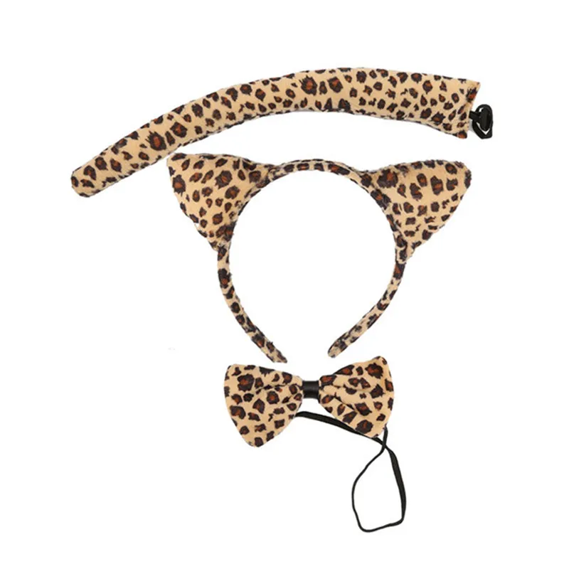 C 3PCs/Set Animal Ear Tail Bow Knots Headband Party Costume Ball For Kids Adult Gift Christmas Halloween Carnivals Masquerade Ball - Цвет: C