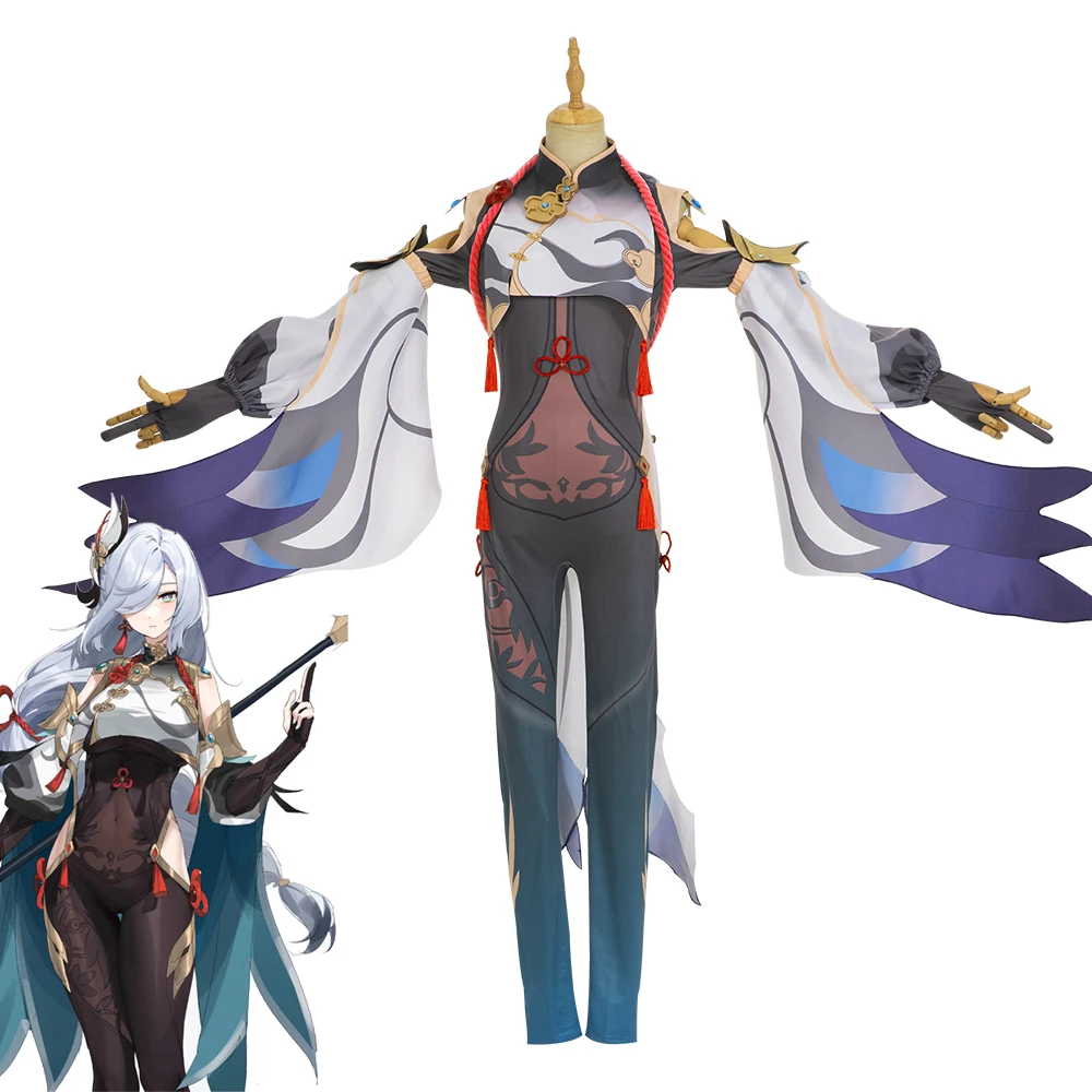 Shenhe Cosplay Costume Game Genshin Impact Shenhe Cosplay Costume Women Sexy Jumpsuit Halloween Party Fancy Suit for Women sexy halloween costumes for women