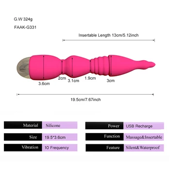 FAAK Silicone Anal Beads Vibrator Powerful Ribbed Clit Masturbate Vagina Stimulate Sex Toys For Women Men Body Prostate Massage