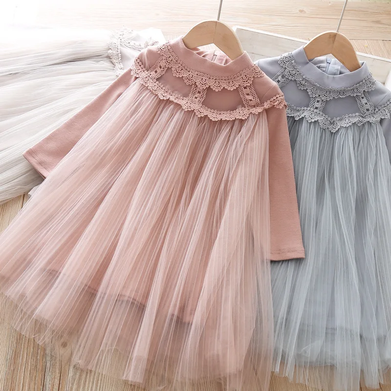 

girl cotton lace dresses 2019 fall fashion kids party dress high-grade Long sleeve children dress sweet kids clothing