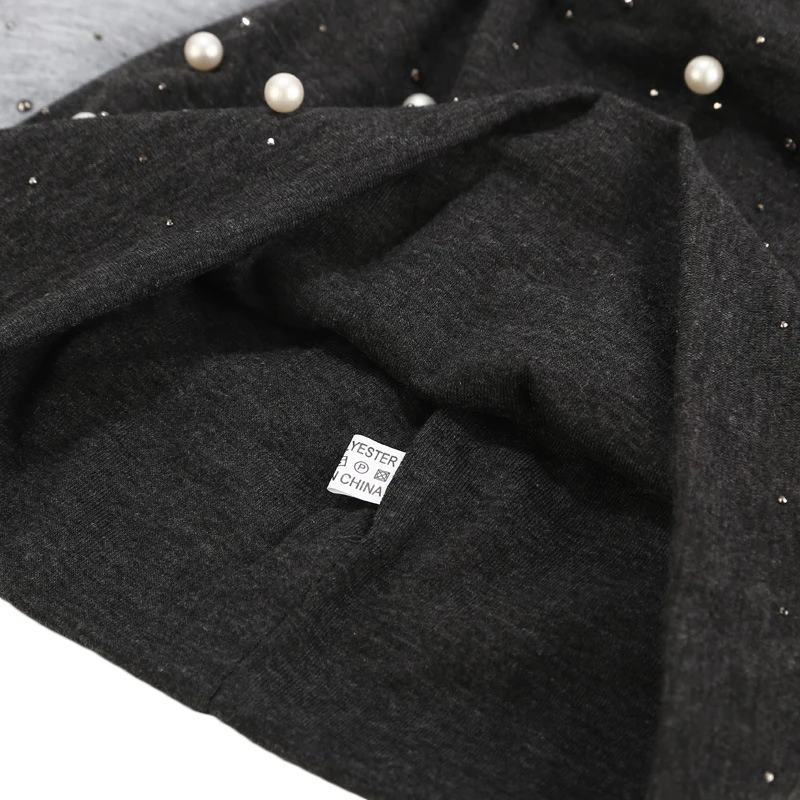 Зимняя шапка Skullies Beanies с жемчугом, модные женские зимние шапочки, одноцветные теплые хлопковые шапки, женская уличная шапка s TG0132