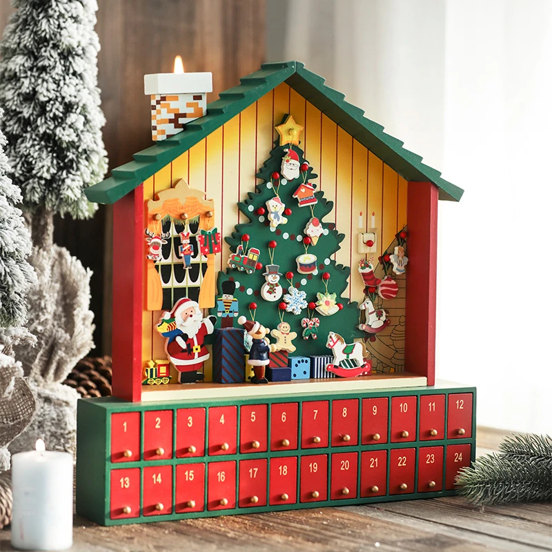 Dekorasi Natal Kelas Kayu Dekorasi Natal Pohon Natal Kotak Kalender Laci Desktop Dekorasi Kerajinan Hadiah Kelas Atas Buatan Tangan Kerajinan Santa Claus|Patung-patung & Miniatur| - AliExpress