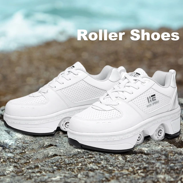 Chaussures à roulettes de déformation à 4 roues, chaussures de roue  Parkour, chaussures de course rondes, patins à roulettes, chaussures de  patinage