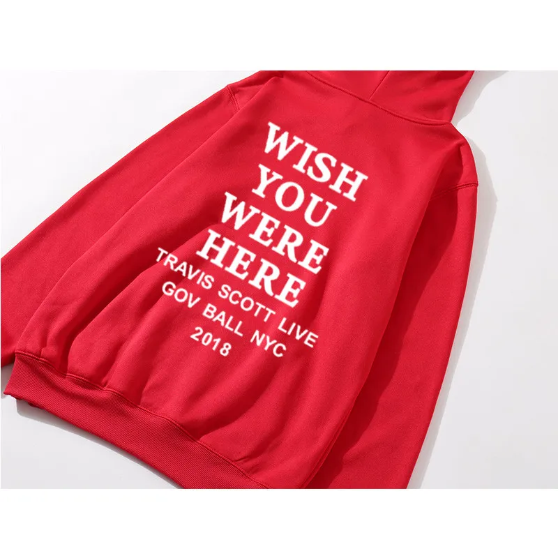 С изображением Трэвиса Скотта ASTROWORLD WISH YOU WAS HERE HOODIES модная толстовка с надписью ASTROWORLD уличная Мужская и Женская пуловер Толстовка - Цвет: red