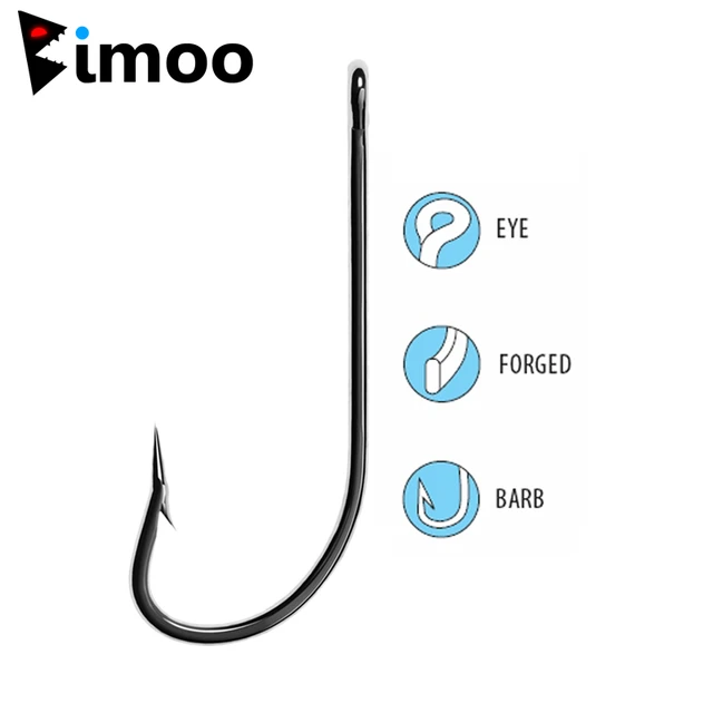 Bimoo 100PCS O'Shaughnessy Fishing Hooks Long Shank Barbed JIG Hook Big  Fish Hook Saltwater Hooks for Sea Bass Big Game Fishing - AliExpress