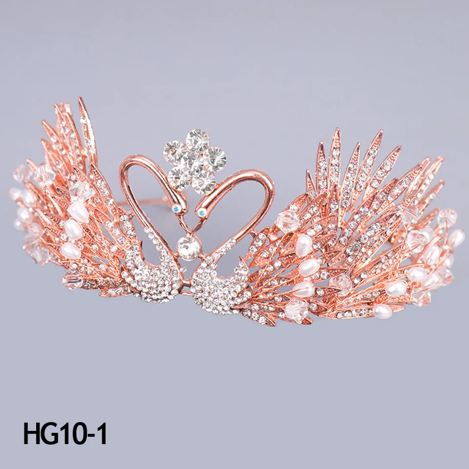 Модные принадлежности для волос для девочки Tiaras корона принцессы из страз сплав серебристого цвета Детские вечерние головные уборы - Цвет: HG10-1