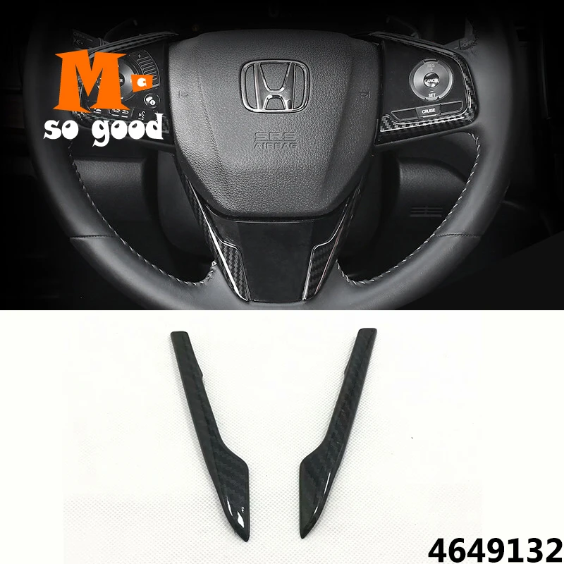 

ABS Carbon fibre For Honda Civic 10th 2016-2018 Car Steering wheel Button frame Cover Protector Accessories car styling 2pcs