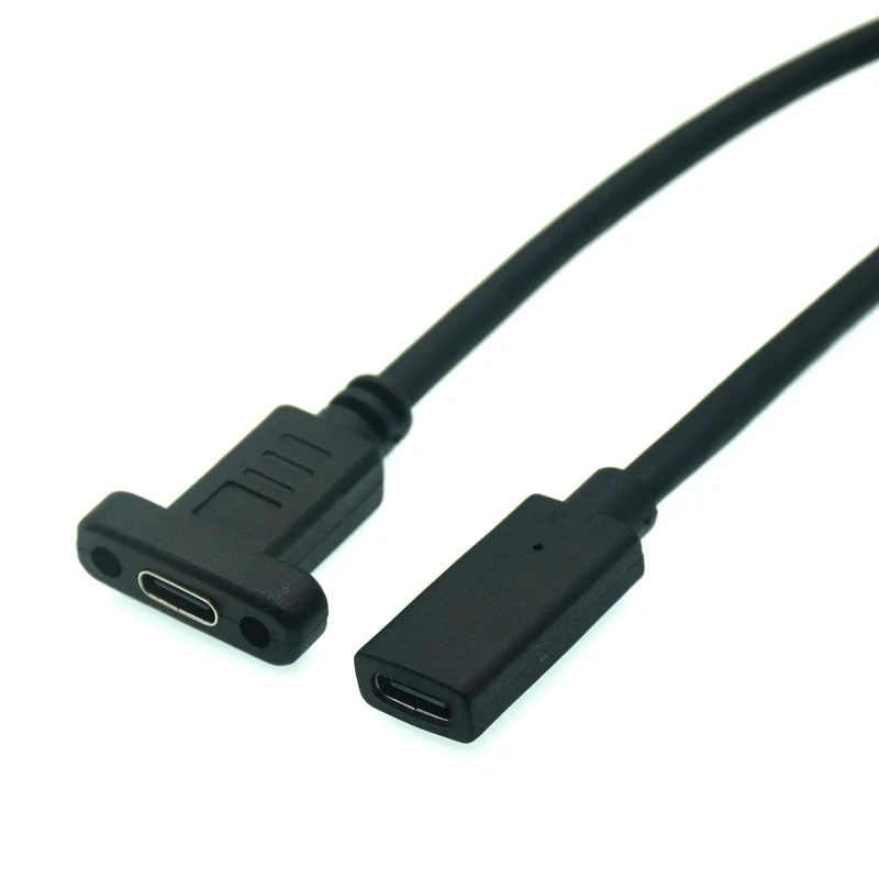 Usb-c Usb 3.1 tipo c 90 Graus Ângulo Direito Macho ao Cabo de Dados Fêmea da Extensão com Furo do Parafuso da Montagem do Painel 10gbps 100w 5a pd 4k - Imagem 4
