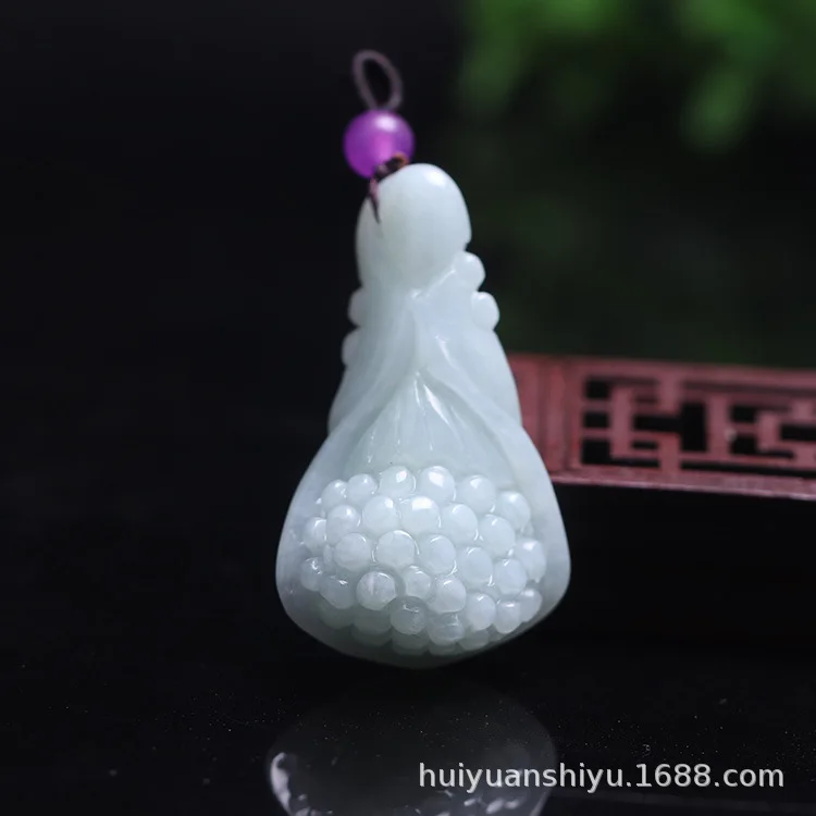 2 Certificate Natural Emerald Sun Flower Pendant Necklace Charm Jewellery Fashion Accessories Hand-Carved Man Woman Luck Amulet - Gem Color: 2