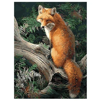 

Paint By Number Kit DIY Oil Painting Cloth Digital Home Decor, Fox on the tree